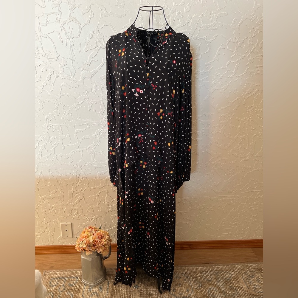 Marks & Spencer M&S Collection Black Drop Waist Floral Maxi Dress
